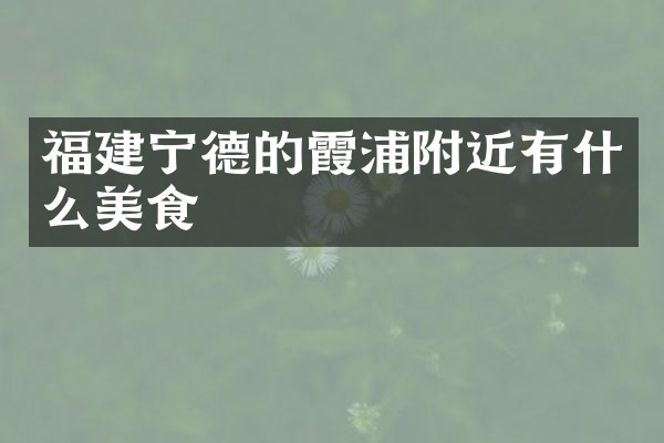 福建宁德的霞浦附近有什么美食