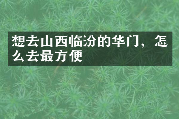 想去山西临汾的华门，怎么去最方便