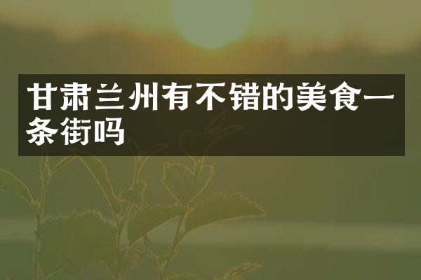 甘肃兰州有不错的美食一条街吗