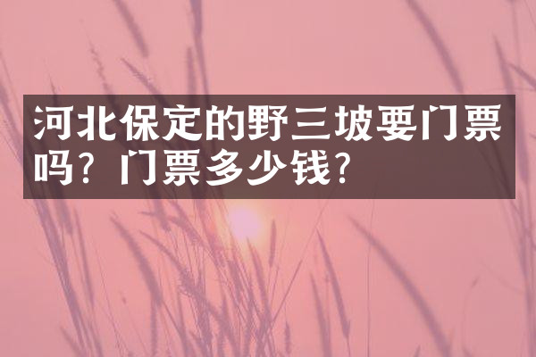 河北保定的野三坡要门票吗？门票多少钱？
