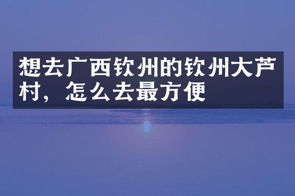 想去广西钦州的钦州大芦村，怎么去最方便
