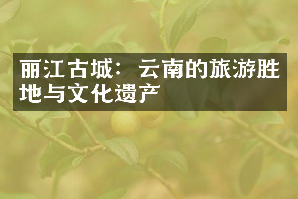 丽江古城：云南的旅游胜地与文化遗产