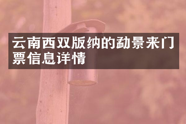 云南西双版纳的勐景来门票信息详情