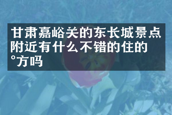 甘肃嘉峪关的东长城景点附近有什么不错的住的地方吗