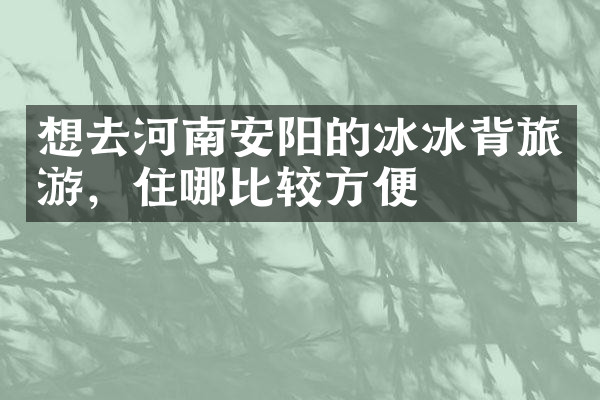 想去河南安阳的冰冰背旅游，住哪比较方便