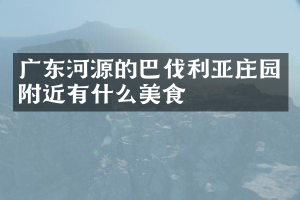 广东河源的巴伐利亚庄园附近有什么美食