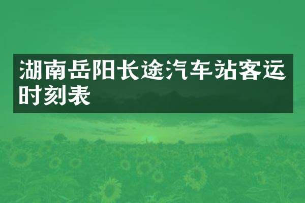 湖南岳阳长途汽车站客运时刻表