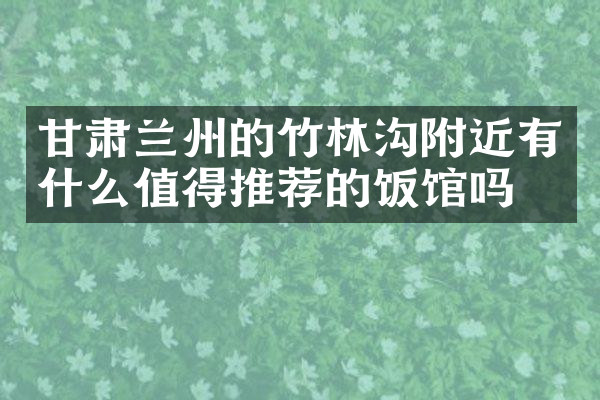 甘肃兰州的竹林沟附近有什么值得推荐的饭馆吗