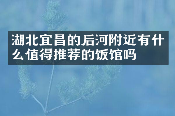 湖北宜昌的后河附近有什么值得推荐的饭馆吗