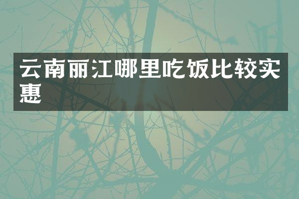 云南丽江哪里吃饭比较实惠