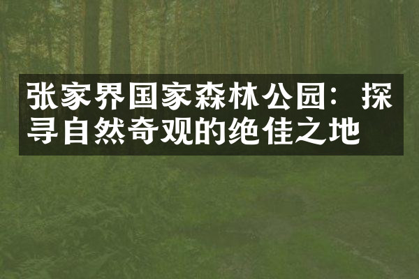 张家界国家森林公园：探寻自然奇观的绝佳之地