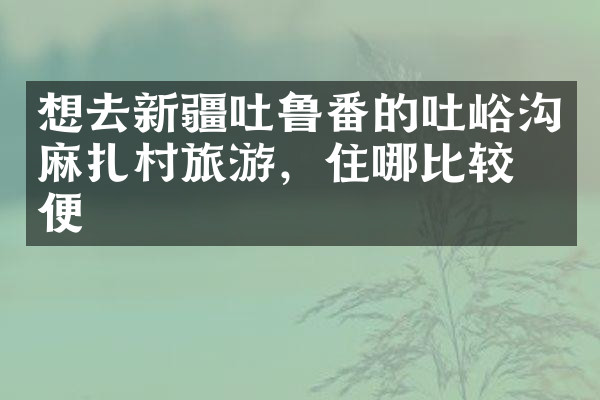 想去新疆吐鲁番的吐峪沟麻扎村旅游，住哪比较方便