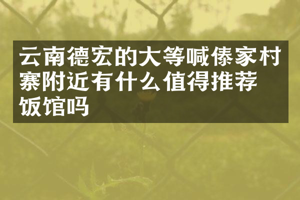 云南德宏的大等喊傣家村寨附近有什么值得推荐的饭馆吗