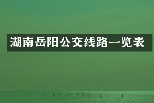 湖南岳阳公交线路一览表