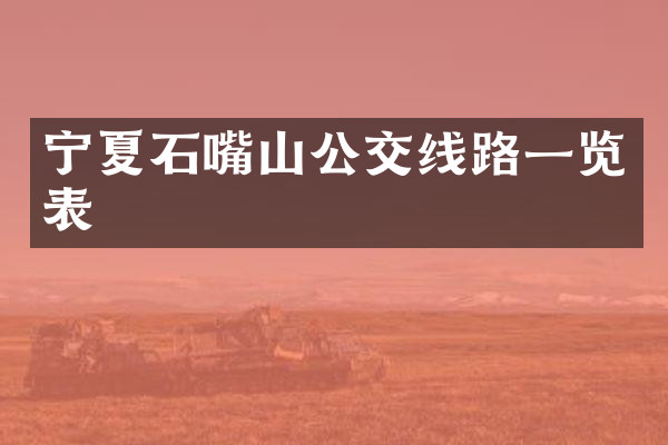 宁夏石嘴山公交线路一览表