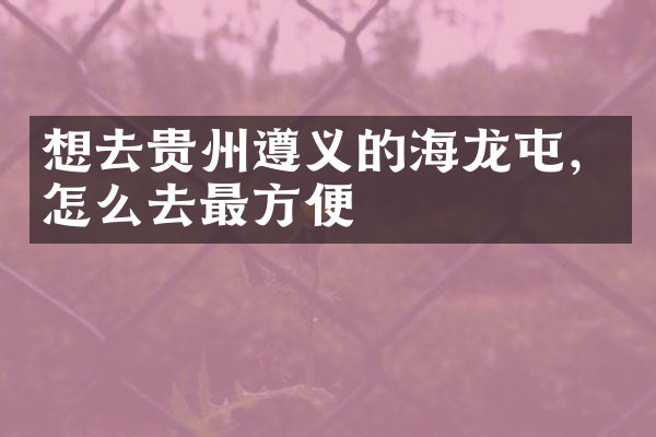 想去贵州遵义的海龙屯，怎么去最方便