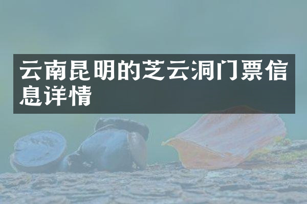 云南昆明的芝云洞门票信息详情