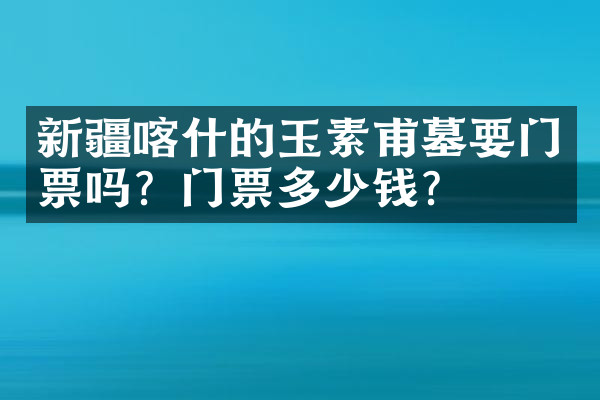新疆喀什的玉素甫墓要门票吗？门票多少钱？