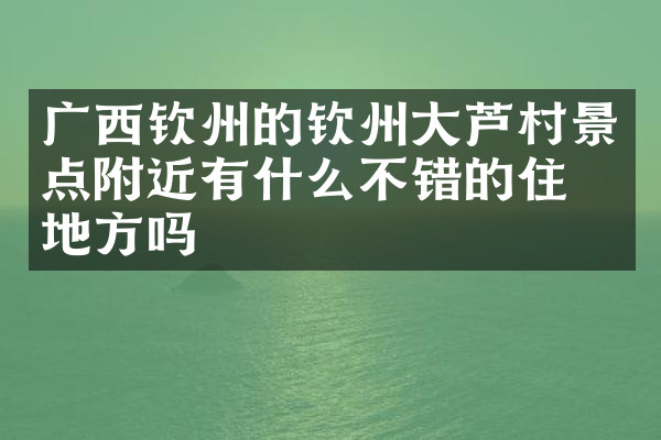 广西钦州的钦州大芦村景点附近有什么不错的住的地方吗