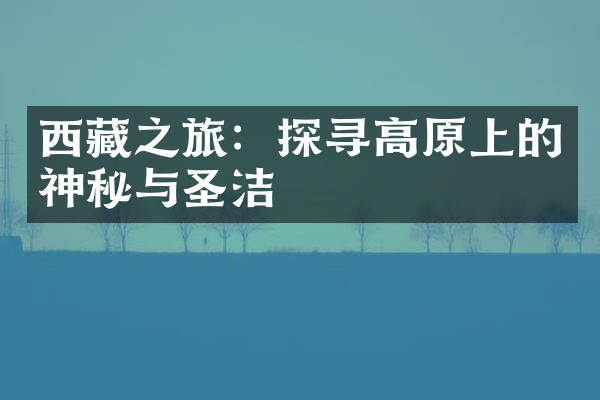 西藏之旅：探寻高原上的神秘与圣洁