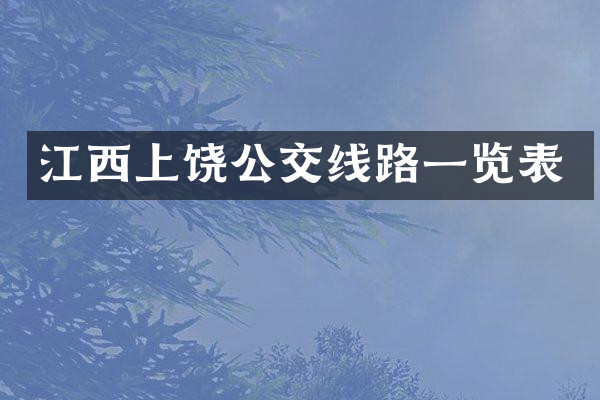 江西上饶公交线路一览表