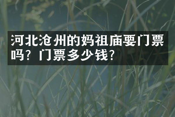 河北沧州的妈祖庙要门票吗？门票多少钱？