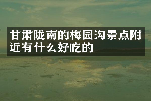 甘肃陇南的梅园沟景点附近有什么好吃的