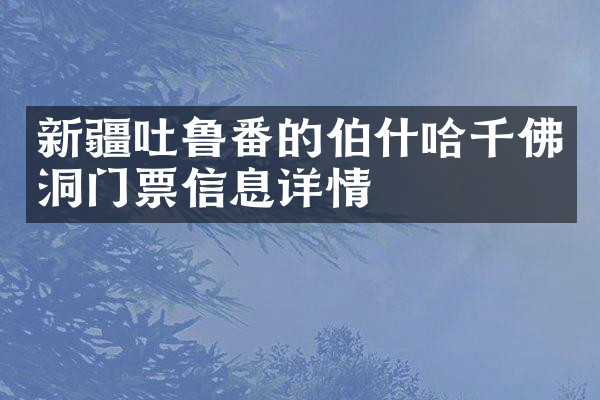 新疆吐鲁番的伯什哈千佛洞门票信息详情