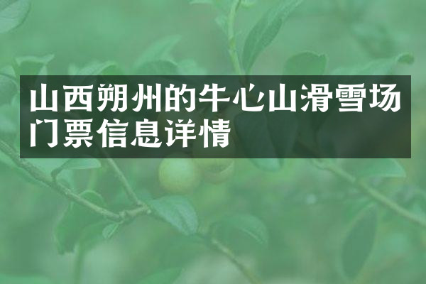 山西朔州的牛心山滑雪场门票信息详情