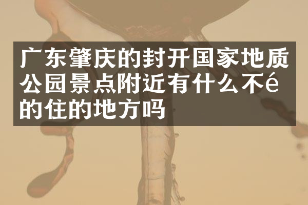广东肇庆的封开国家地质公园景点附近有什么不错的住的地方吗