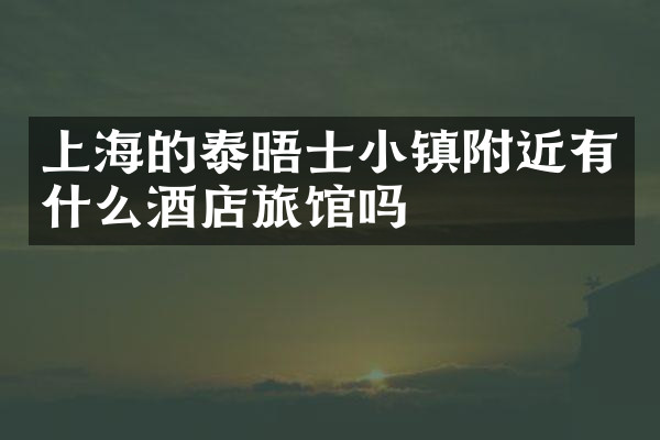 上海的泰晤士小镇附近有什么酒店旅馆吗