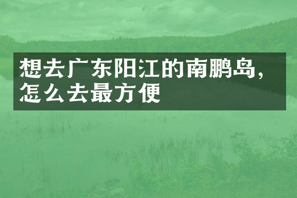想去广东阳江的南鹏岛，怎么去最方便