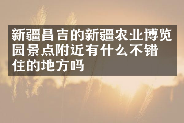 新疆昌吉的新疆农业博览园景点附近有什么不错的住的地方吗