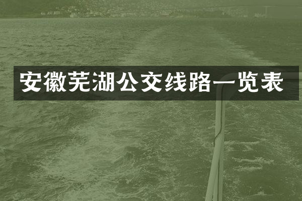 安徽芜湖公交线路一览表