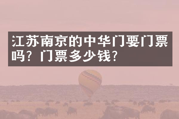 江苏南京的中华门要门票吗？门票多少钱？