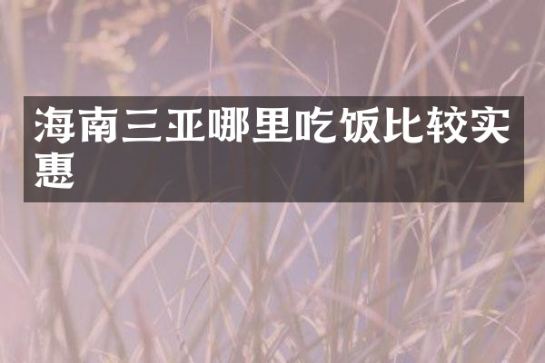 海南三亚哪里吃饭比较实惠