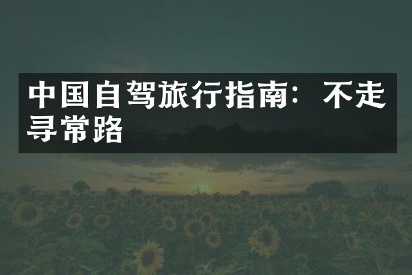中国自驾旅行指南：不走寻常路