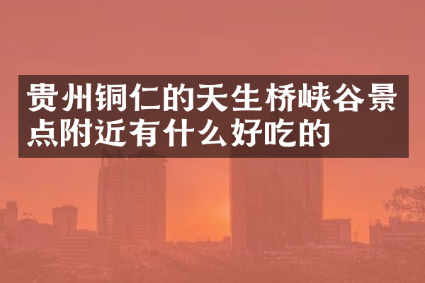 贵州铜仁的天生桥峡谷景点附近有什么好吃的