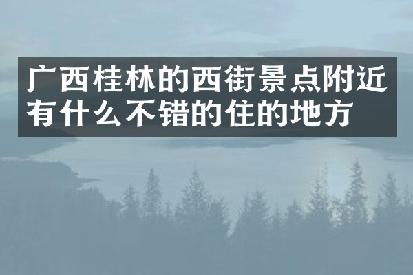 广西桂林的西街景点附近有什么不错的住的地方吗