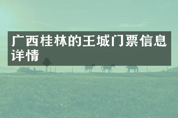 广西桂林的王城门票信息详情