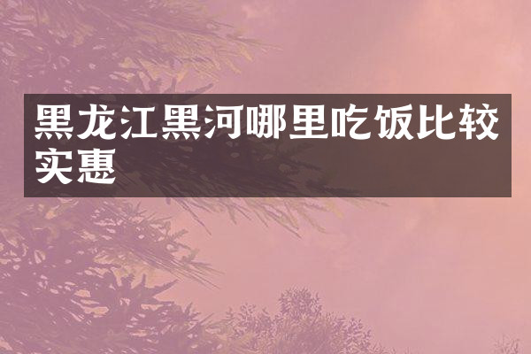 黑龙江黑河哪里吃饭比较实惠