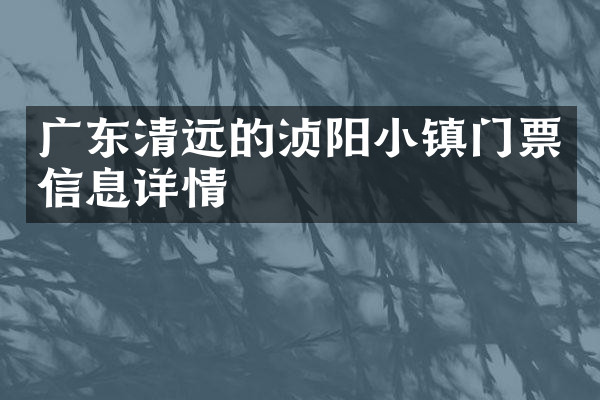 广东清远的浈阳小镇门票信息详情