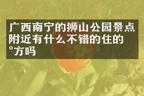 广西南宁的狮山公园景点附近有什么不错的住的地方吗