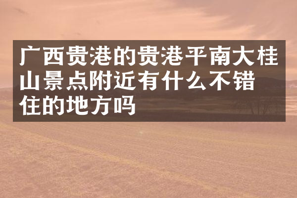 广西贵港的贵港平南大桂山景点附近有什么不错的住的地方吗