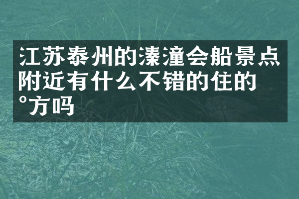 江苏泰州的溱潼会船景点附近有什么不错的住的地方吗