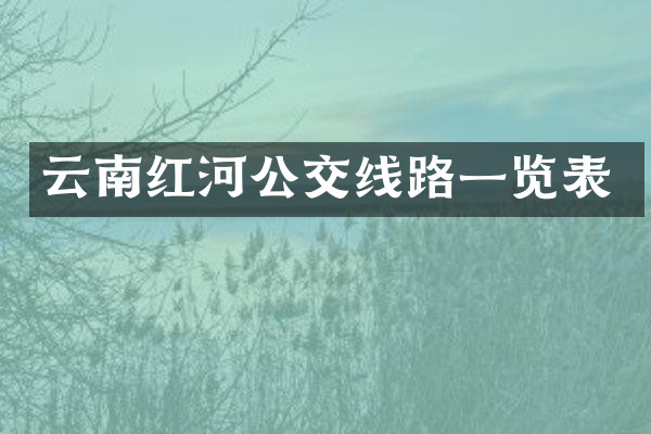 云南红河公交线路一览表