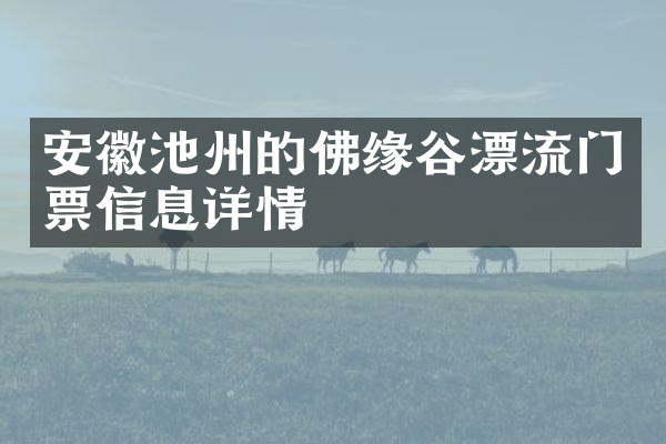 安徽池州的佛缘谷漂流门票信息详情