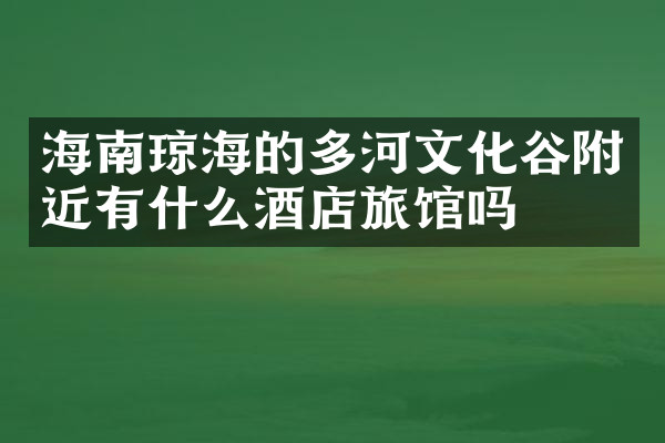 海南琼海的多河文化谷附近有什么酒店旅馆吗