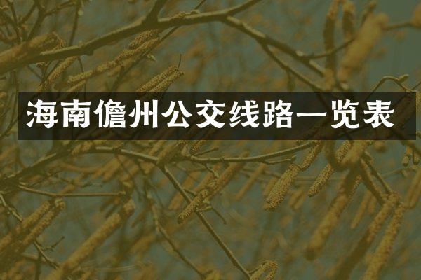 海南儋州公交线路一览表