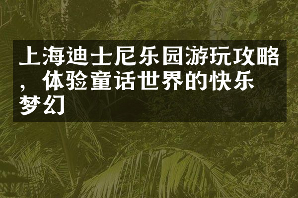 上海迪士尼乐园游玩攻略，体验童话世界的快乐与梦幻